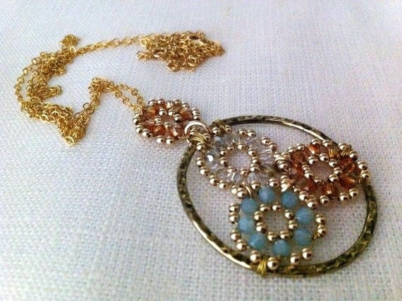 Svarowski crystal circles  in a circle necklace