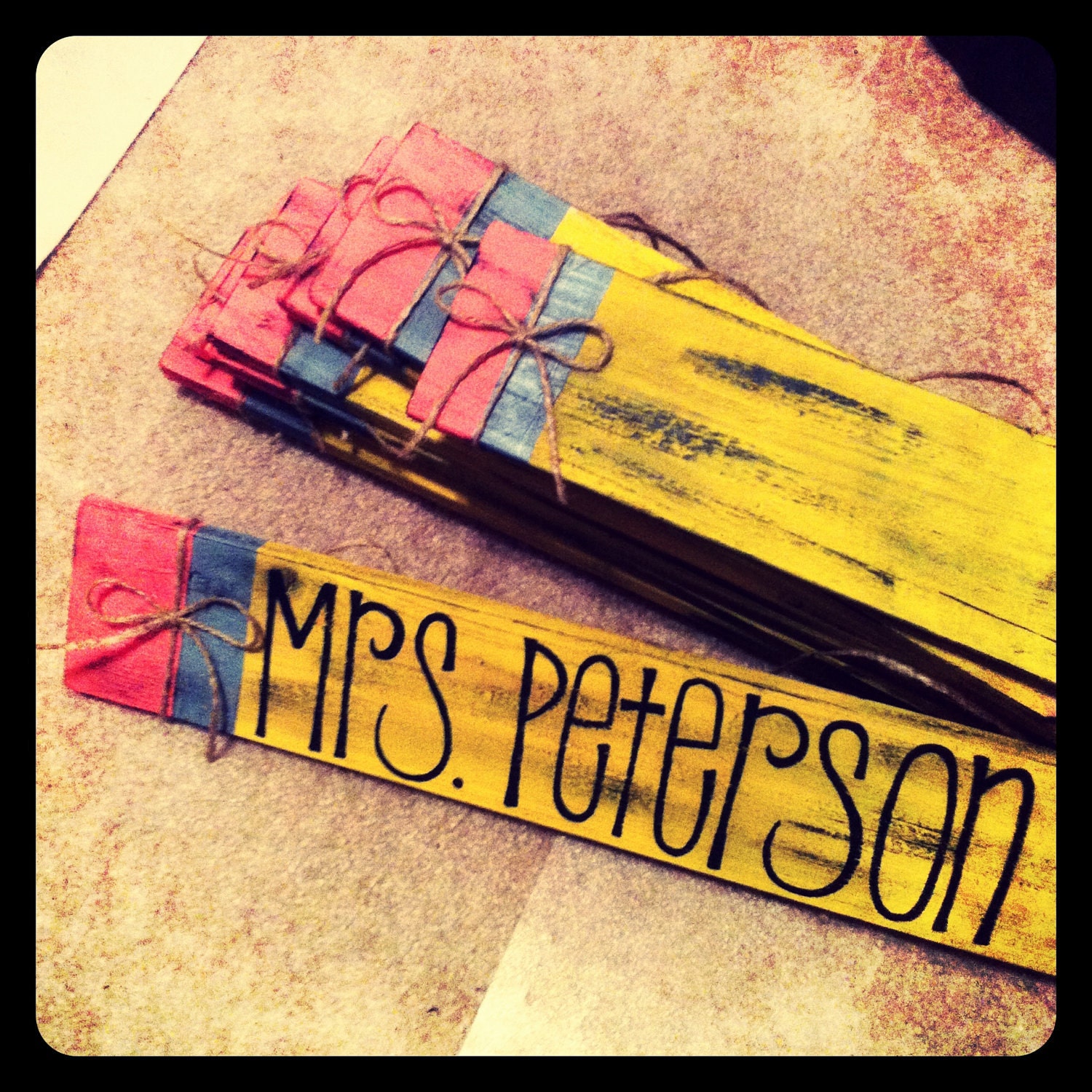Teacher Name Plate - Teacher Pencil Sign - Customizable Personalized - Classroom Decoration