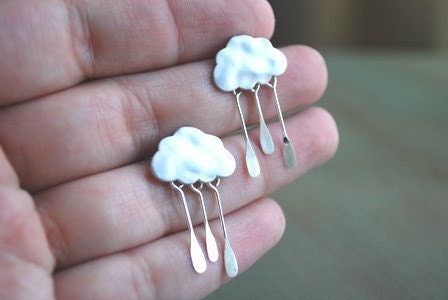 Cloud Earrings Silver Drops