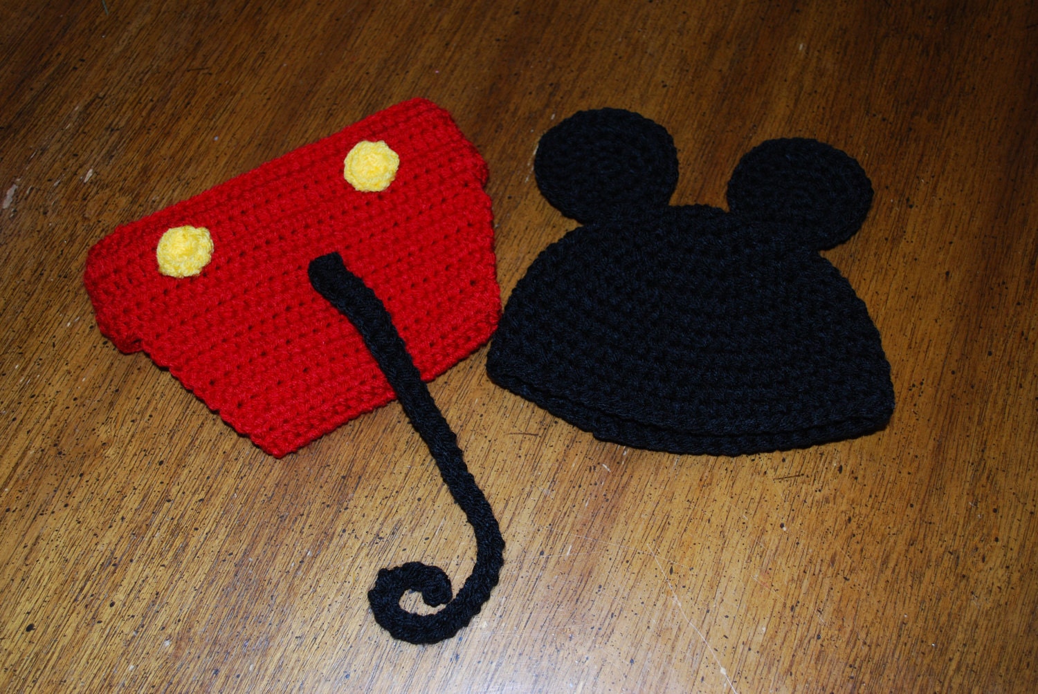 Mickey Mouse Beanie and Diaper Cover Set--Photography Prop /Baby Shower Gift/Halloween Costume/Choose Size