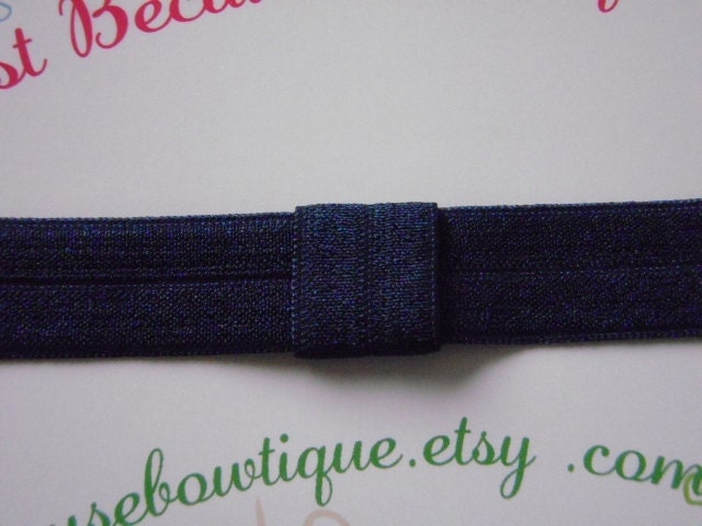 Elastic Headband in Navy Blue - Interchangeable Foldover Elastic - For Girls