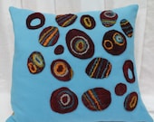Bright blue and mustard cushion cover