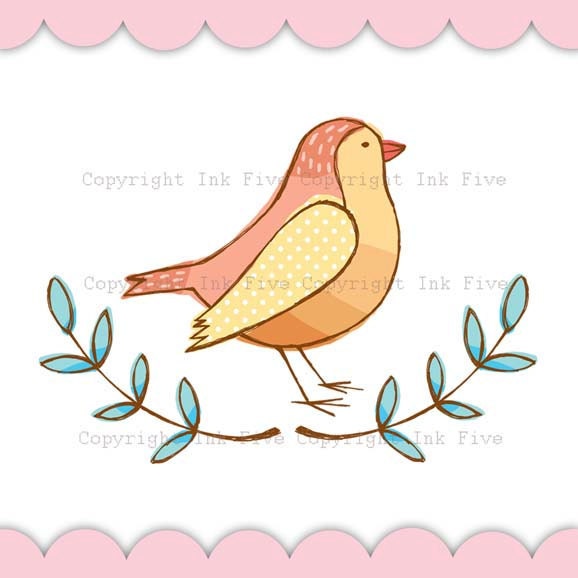 Doodle Spring Birds clip art. Cute spring clipart images for digital scrapbooking, invitations, cards.