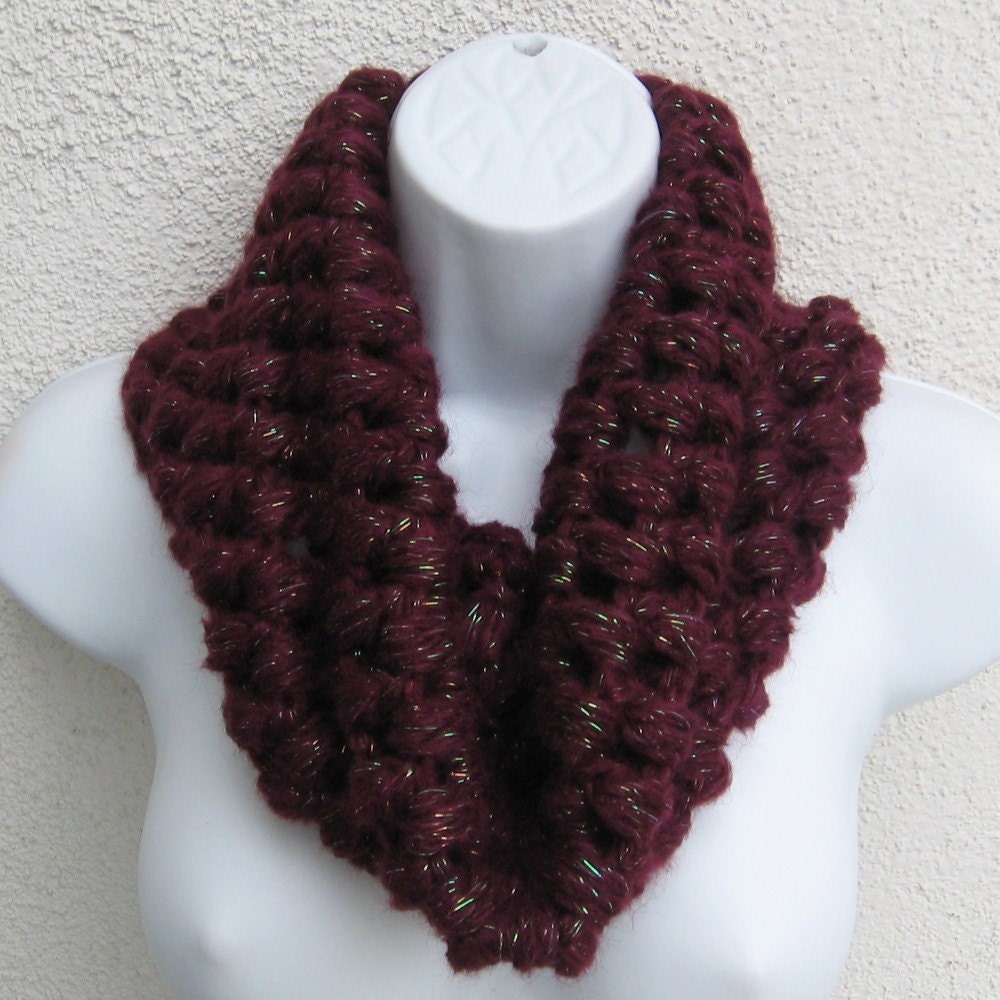 SPARKLING WINE Cluster Cowl which is very berry with a shiny bit of thread