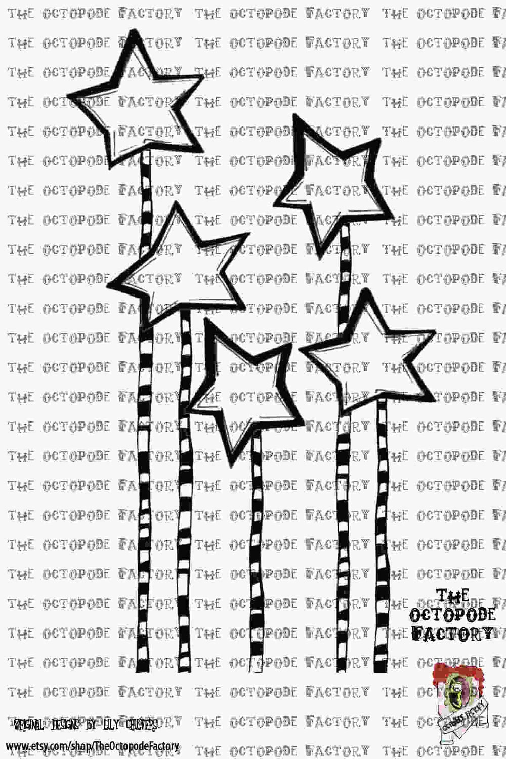 INSTANT DOWNLOAD Christmas Star Stems Digital Stamp Image