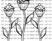 Whimsical Cake Blossoms Digital Stamp Image (instant download)