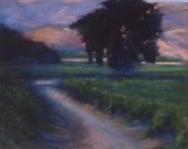 Vineyard at Twilight - Fine Art Print Of Original Pastel Drawing - 8x8 Limited Edition
