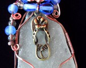 Wire Wrapped Authentic White Beach Glass Pendant with Flip Flop