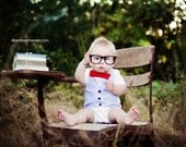 Bow Tie and Vest Onesie - Southern Gentleman - Boutique Baby Boy Clothes - Seersucker and Red Bowtie