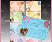 Digital vintage French carte postale-Aceo Tags Collage Sheet- Download and Print (8 images)