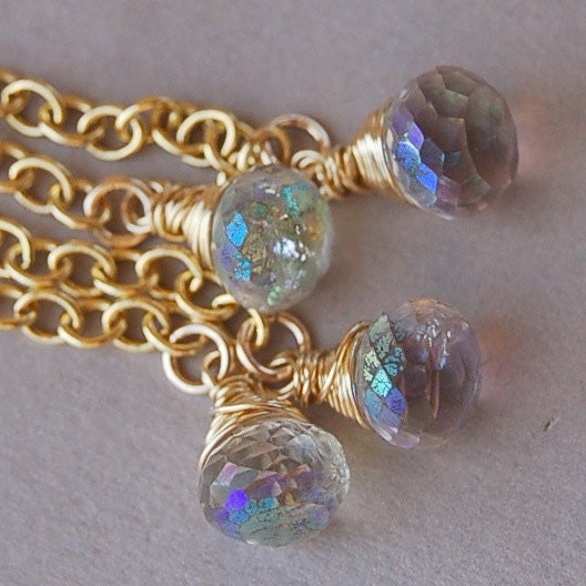 Pink Amethyst and Gold Filled Earrings