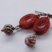 Persimmon Glass and Brass Earrings