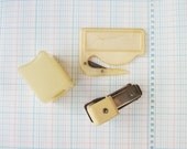 Vintage Office Supplies in Ivory  -Mini Presto 30 Stapler- Pearly Letter Opener- Dispenser