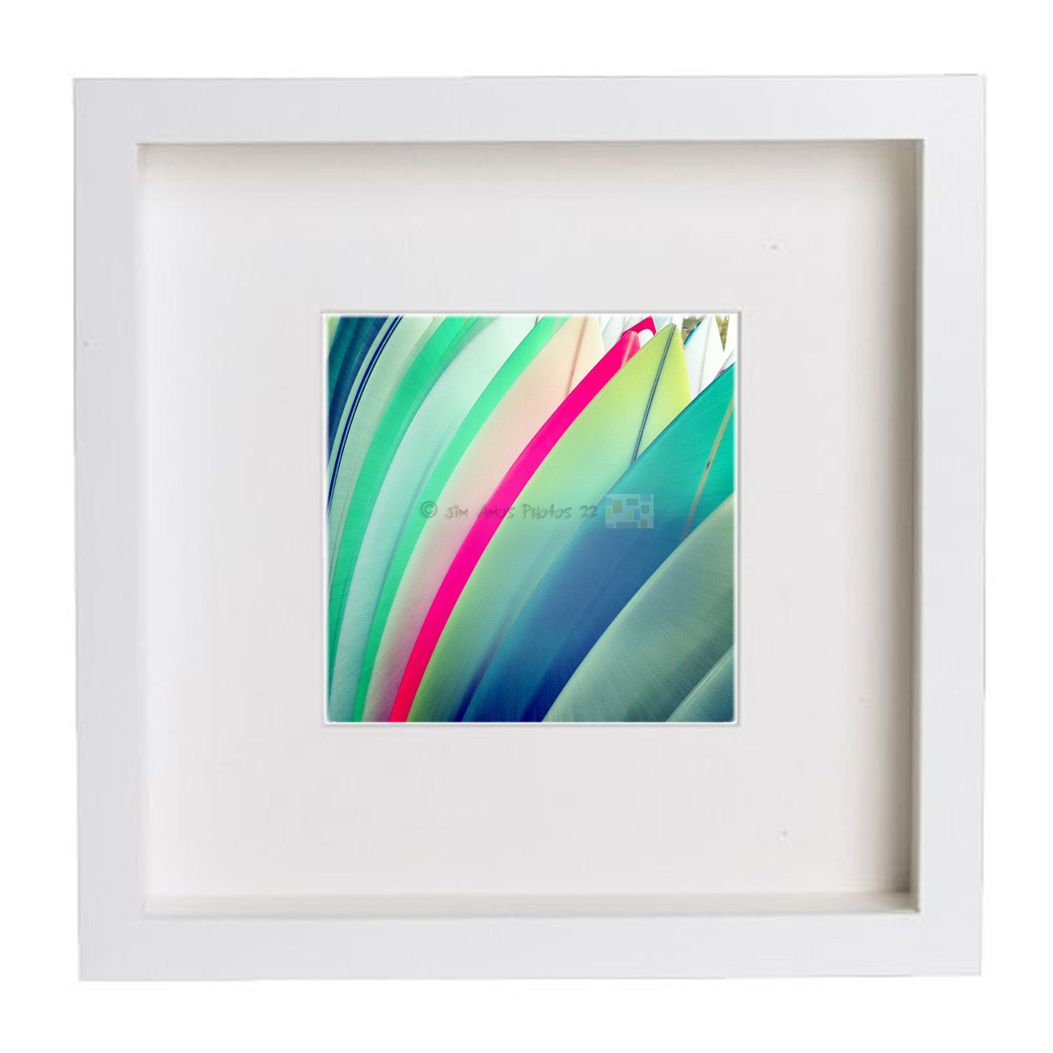 Framed surfing photo - Surfboards Bright Colors framed & matted 5x5 surfing photo