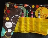 Brown Circles Mini Crayon Keeper with 8 crayons, Perfect for Easter, Party Favors, Purse, Diaper bag, etc.