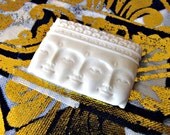 Triple Truth Buddha Carved Bone Cabochon 40mm