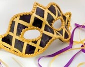 Harlequin design Venetian style mask - comfortable to wear - hand painted half-mask - pick two colors