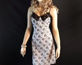 XL plus size vintage full slip 1970s roses 70er Jahre Unterkleid - PL59