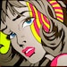 Large Lichtenstein style painting on a 100 x 100.cm chunky box canvas