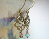 Turquoise Antique Filigree Earrings - FREE Shipping