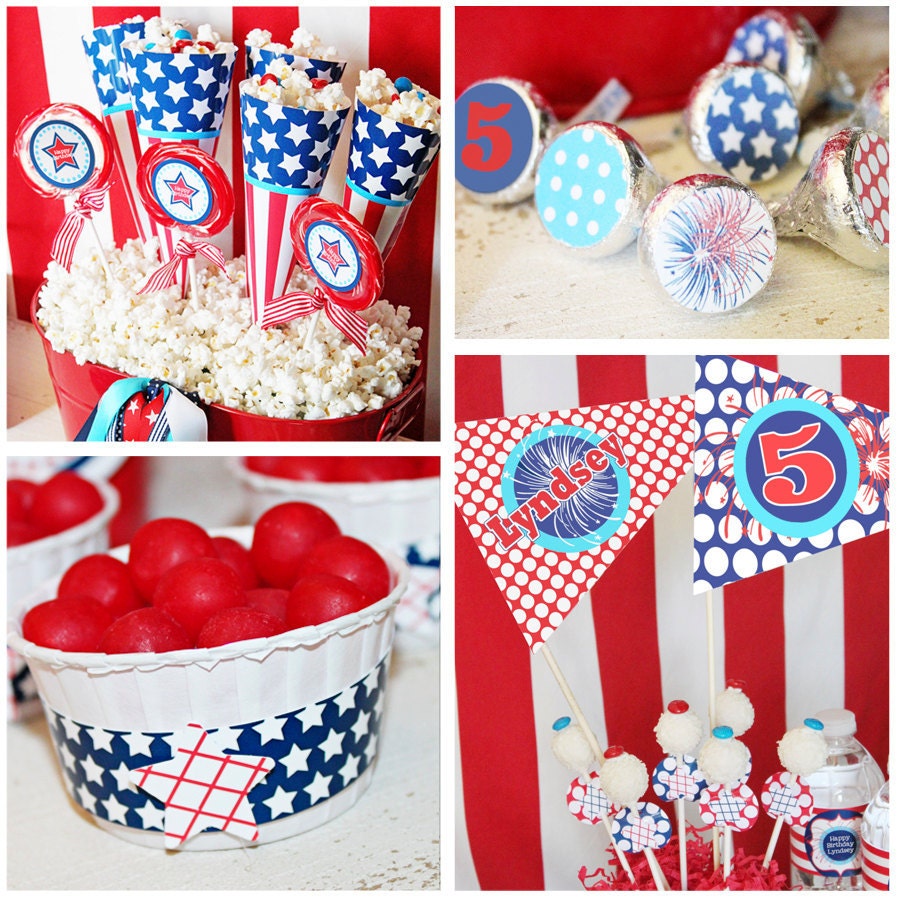 JULY 4th Birthday Party Printables - Patriotic Birthday - Stars and Stripes - American Birthday - with Invitation by Amanda's Parties To Go Il_170x135