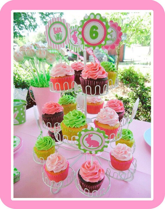 Easter Birthday BUNNY Party Printables - Girls Easter Birthday- SALE PRICE - Huge set includes Invitation by Amanda's Parties To Go Il_570xn
