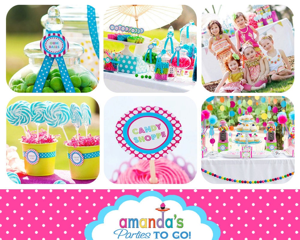 Candy Sweet Shoppe Party Printables Set - Candy Birthday - Gumball - Lollipop by Amanda's Parties TO GO