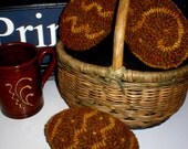 Rustic Farmhouse Redware Hooked Rug Primitive Eggs Pattern