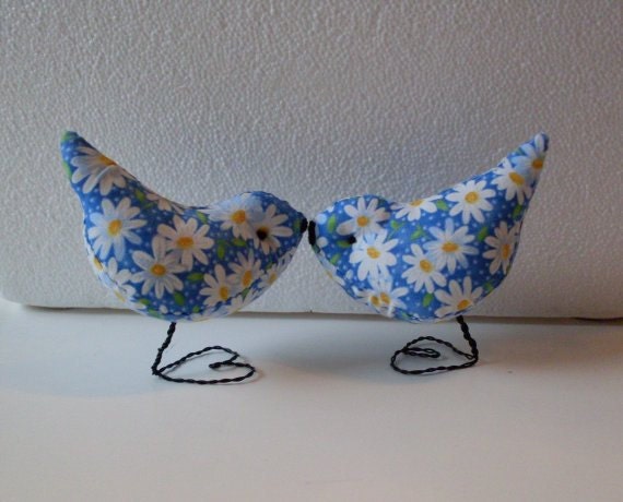 Beautiful Daisy Love Birds  Cake Topper, Wedding, Nursery Decor, Decorations