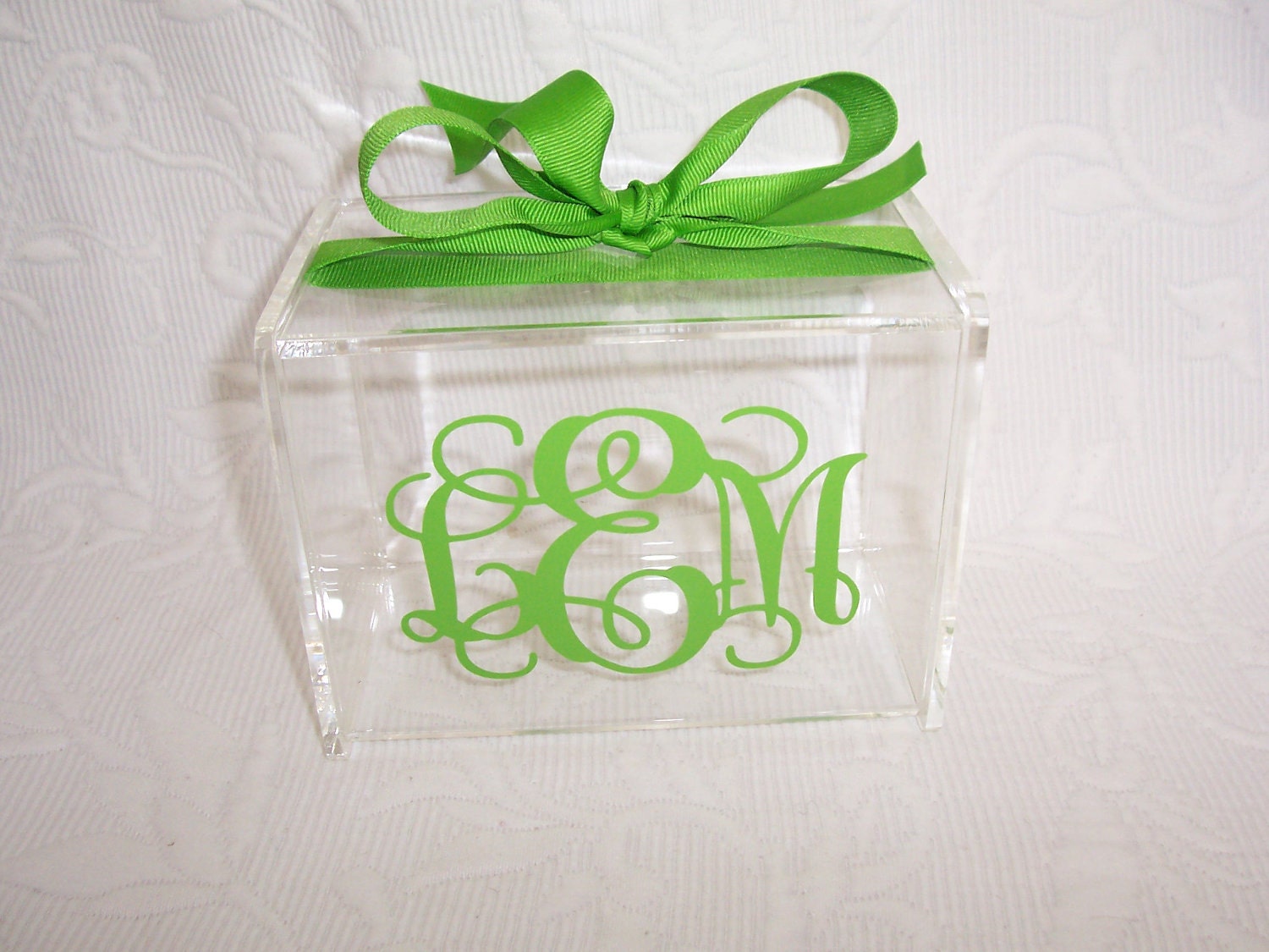 Monogrammed Acrylic Recipe Box for 4x6 cards GIFT WRAPPED