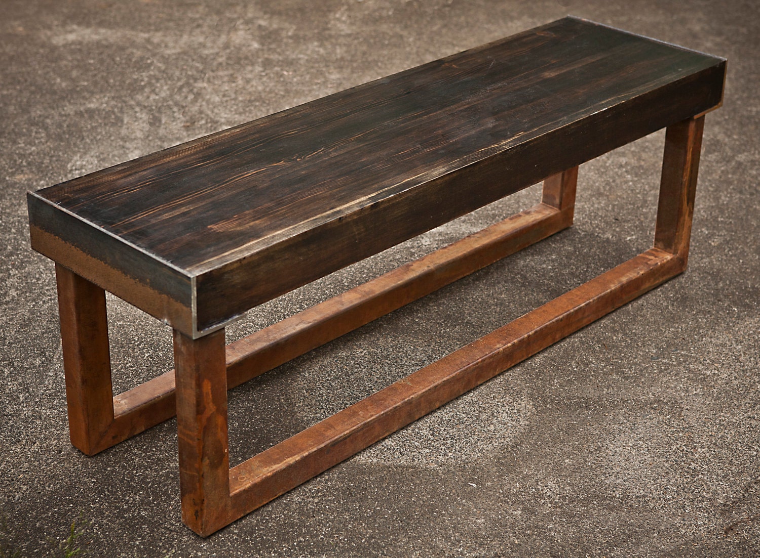 Contempory Bench made from recycled materials in a rustic modern style - FREE SHIPPING