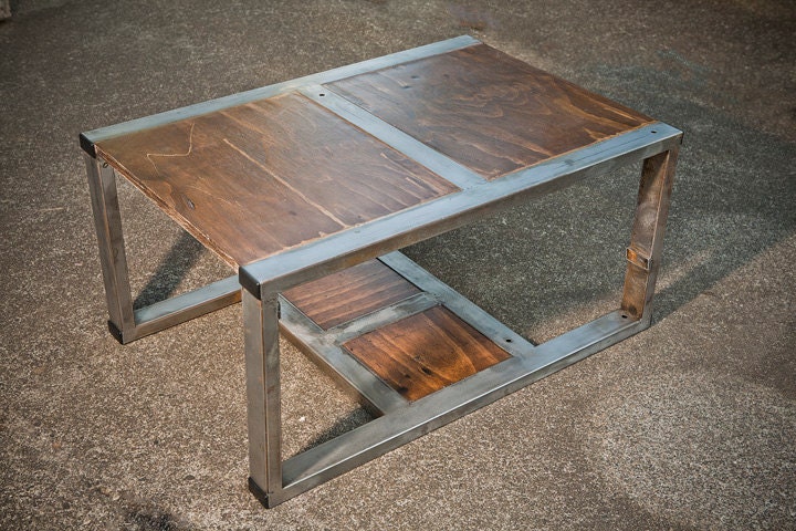 Contempory Coffee Table made from recycled materials in a rustic modern style