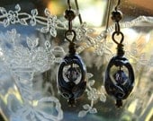 Sterling Silver Cut-out Heart Charm and Crystal Egg Earrings