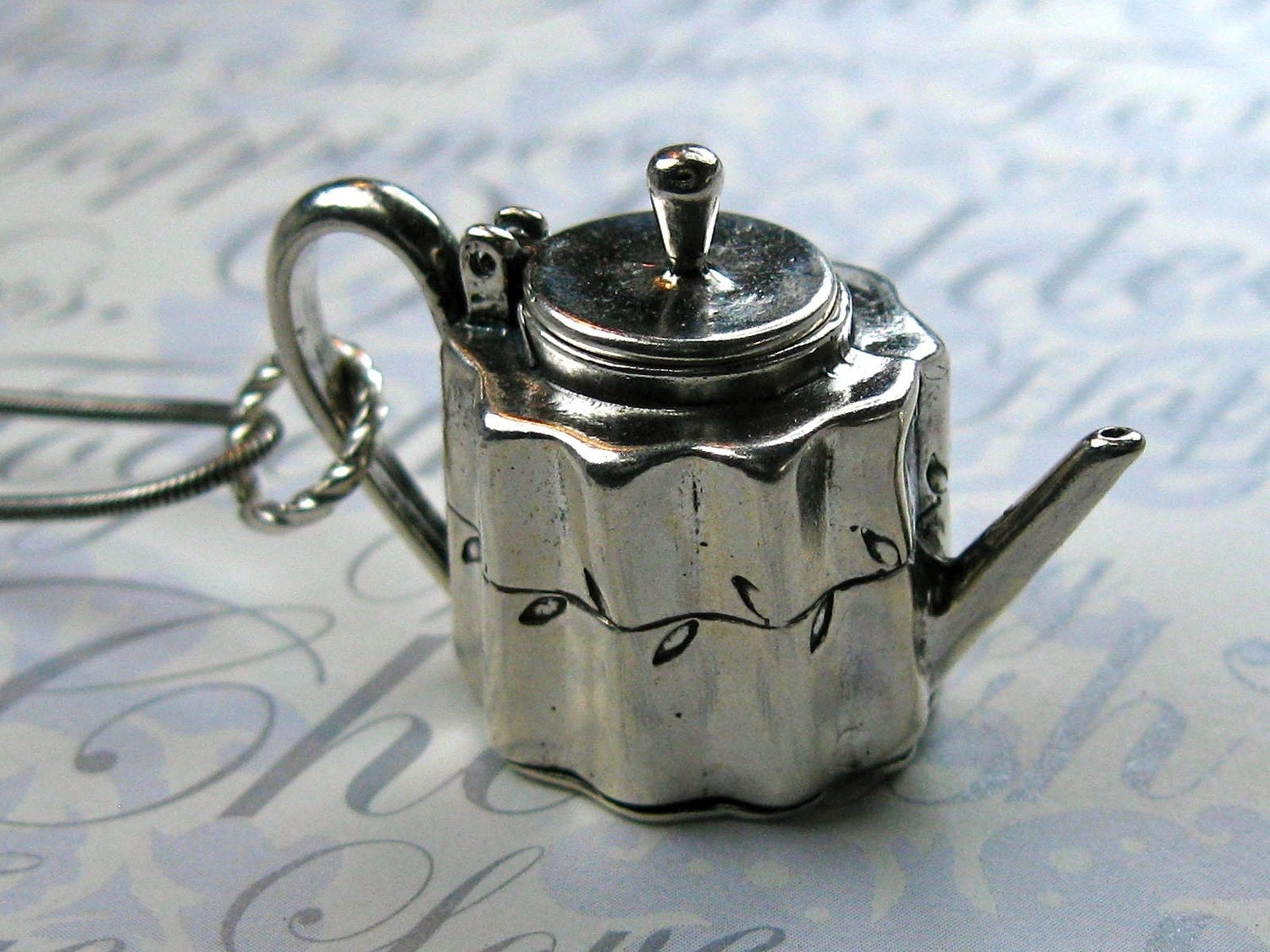 Sterling Silver English Teapot Charm Pendant