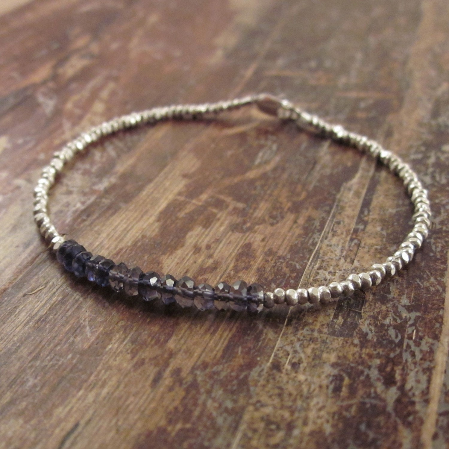 Iolite Bracelet with Karen Hill Tribe Silver Beads