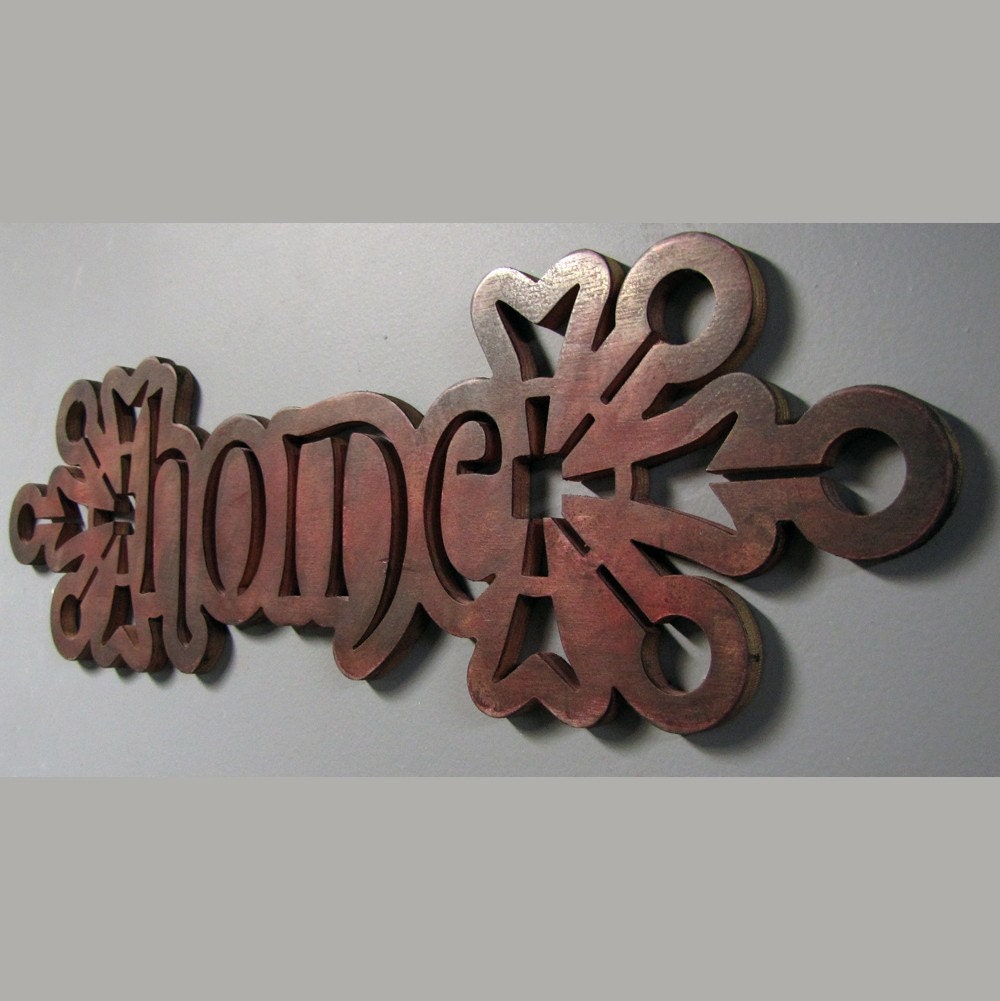 Victorian HOME hand-painted Sign Red Gold