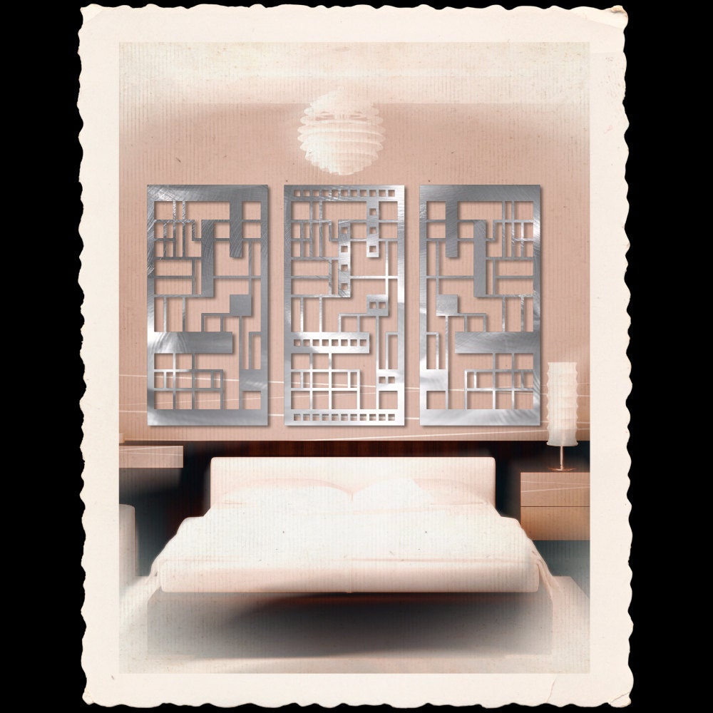 Prairie Panel Triptych in Brushed Aluminum FREE SHIPPING