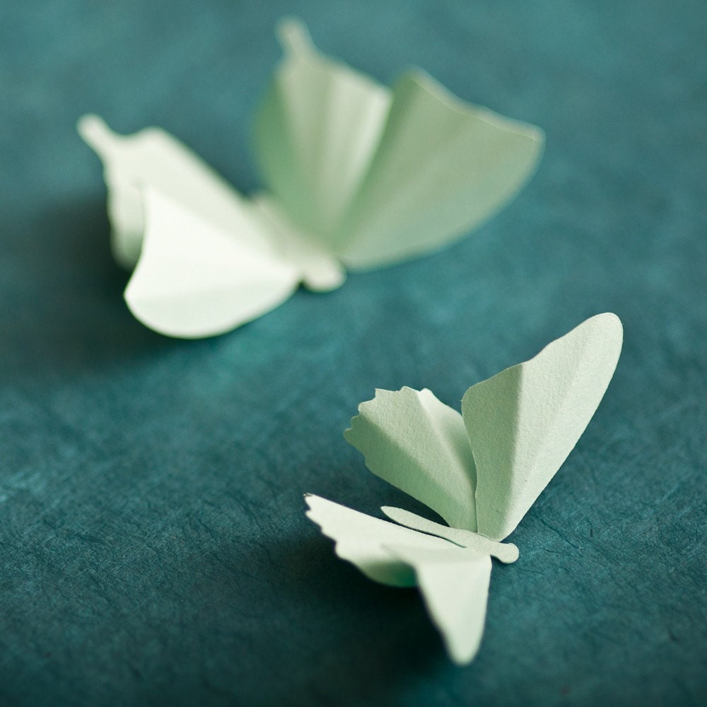3D Wall Butterflies, 10 Mint Green Butterfly Silhouettes for Home Art Decor, Nursery, Children's Room