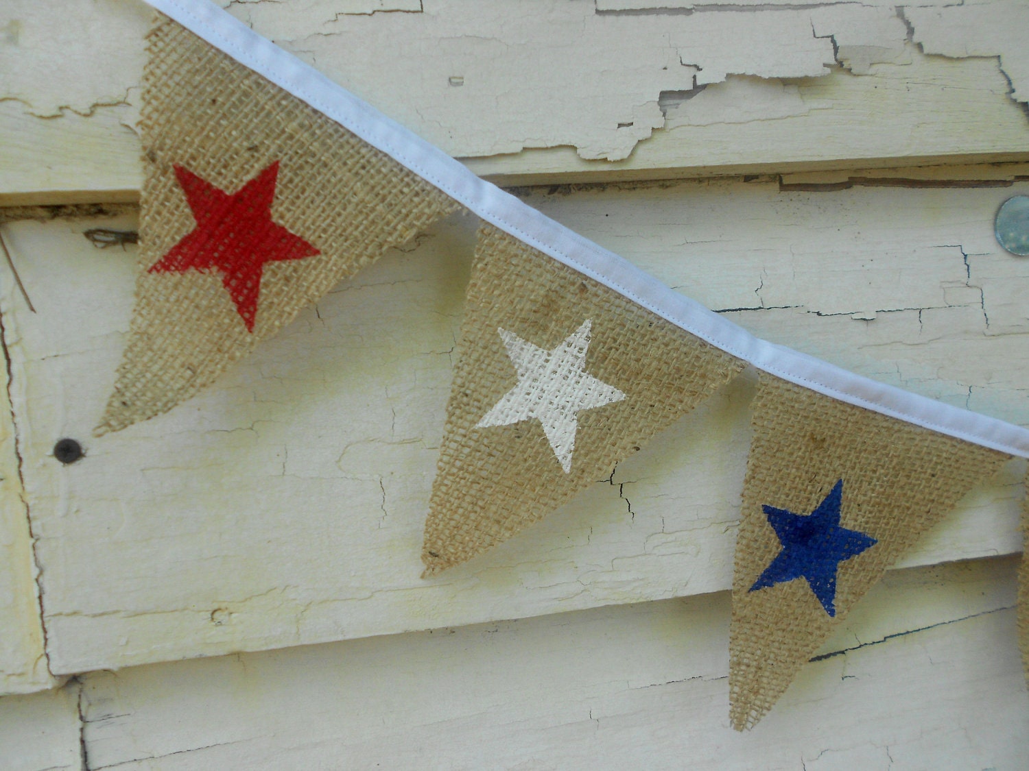Star Spangled Burlap Banner for 4th of July, Patriotic, Americana