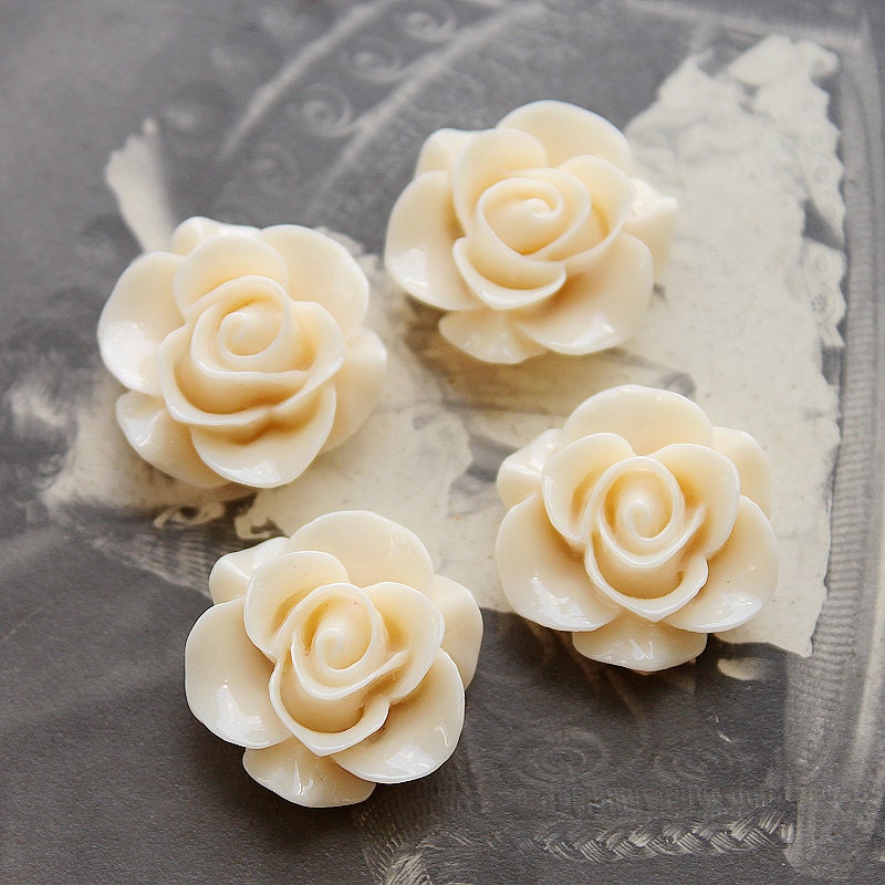 Wholesale Beautiful Colorful Rose Flower Resin Cabochon 8pcs  --20mm(CAB-S -05)