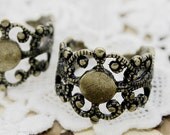 10PCS Strong Adjustable Antique Bronze plated Raw Brass Rings jewelry ring blank setting With 8mm Pad Nickel Free-(RINGSS-37)