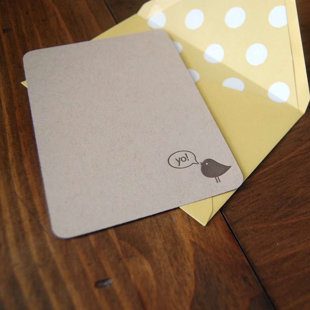 Letterpressed Birdie Notes