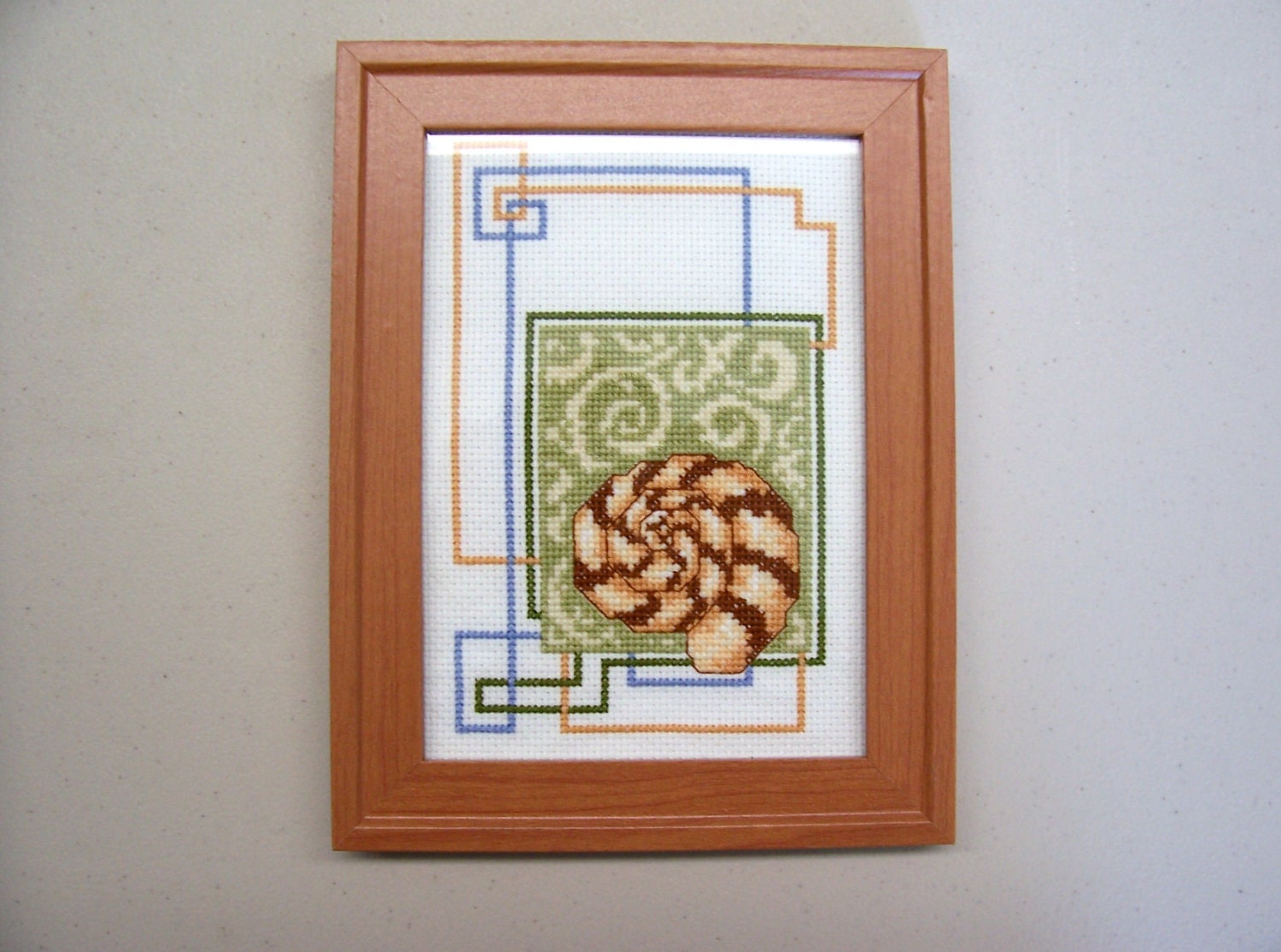Sea Shell Cross Stitch Finished with Frame