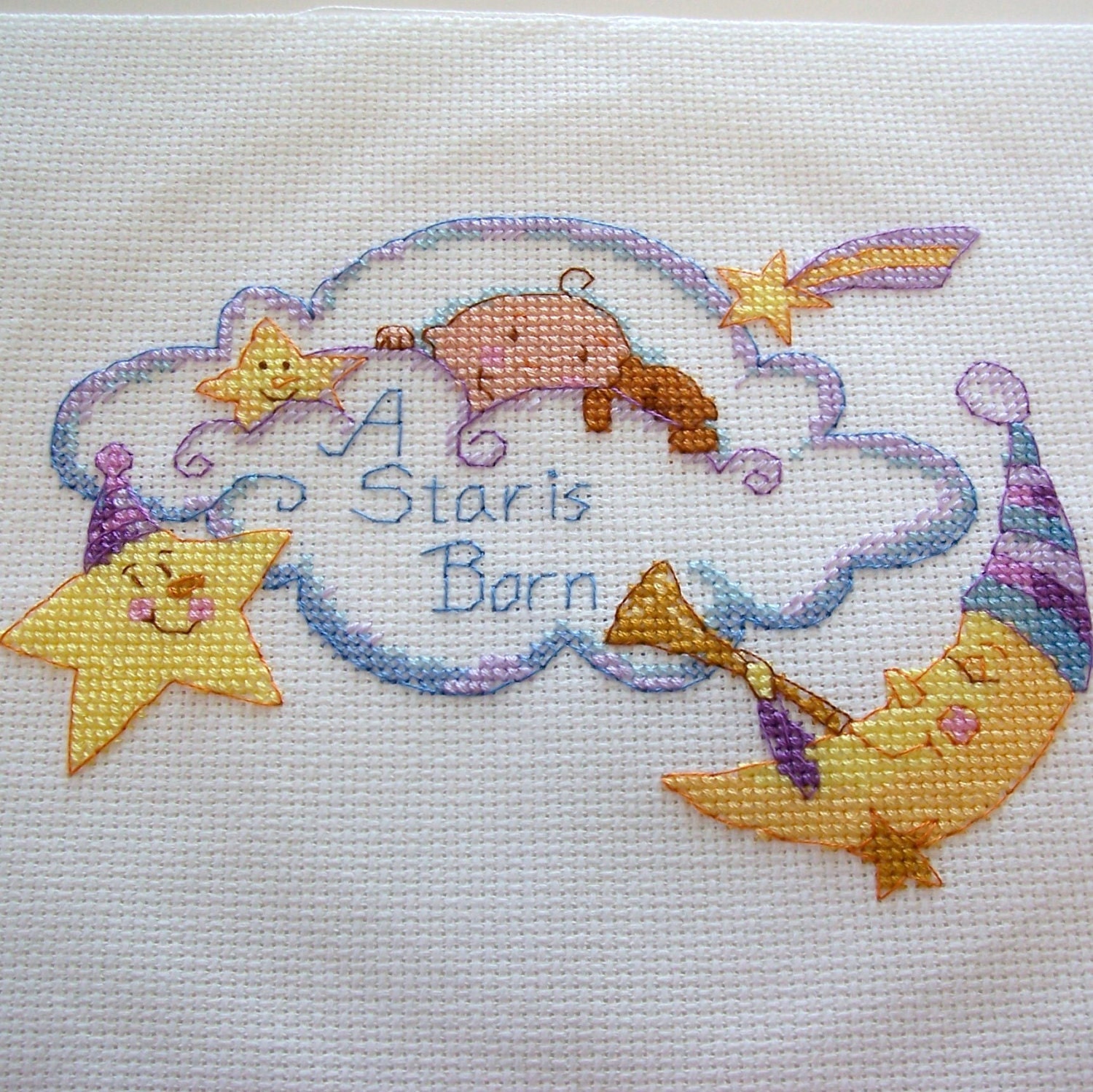 Personalized Baby Announcement for Boy or Girl with Moon and Stars