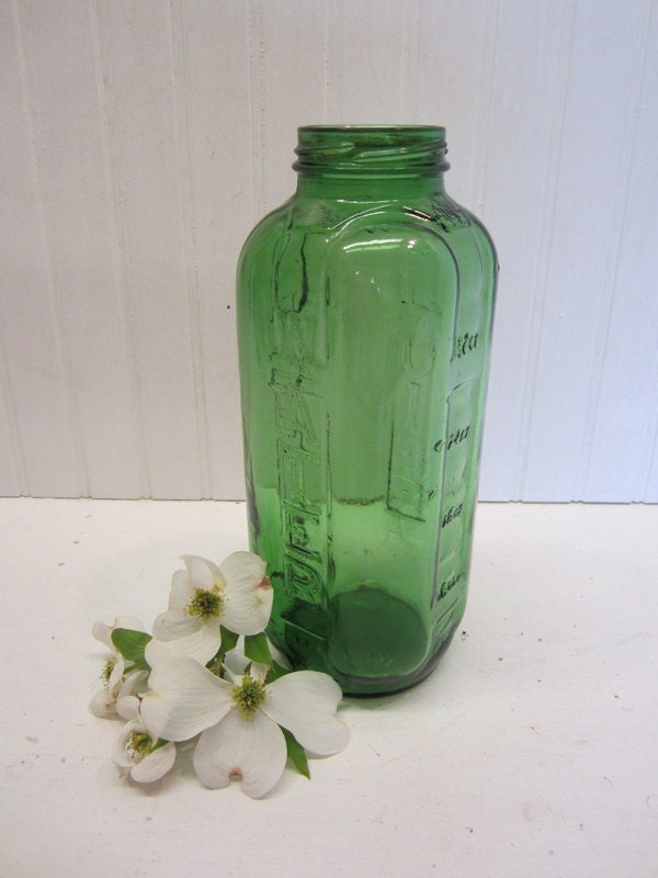 Reserved - Vintage Green Glass Water Juice 40 oz Bottle