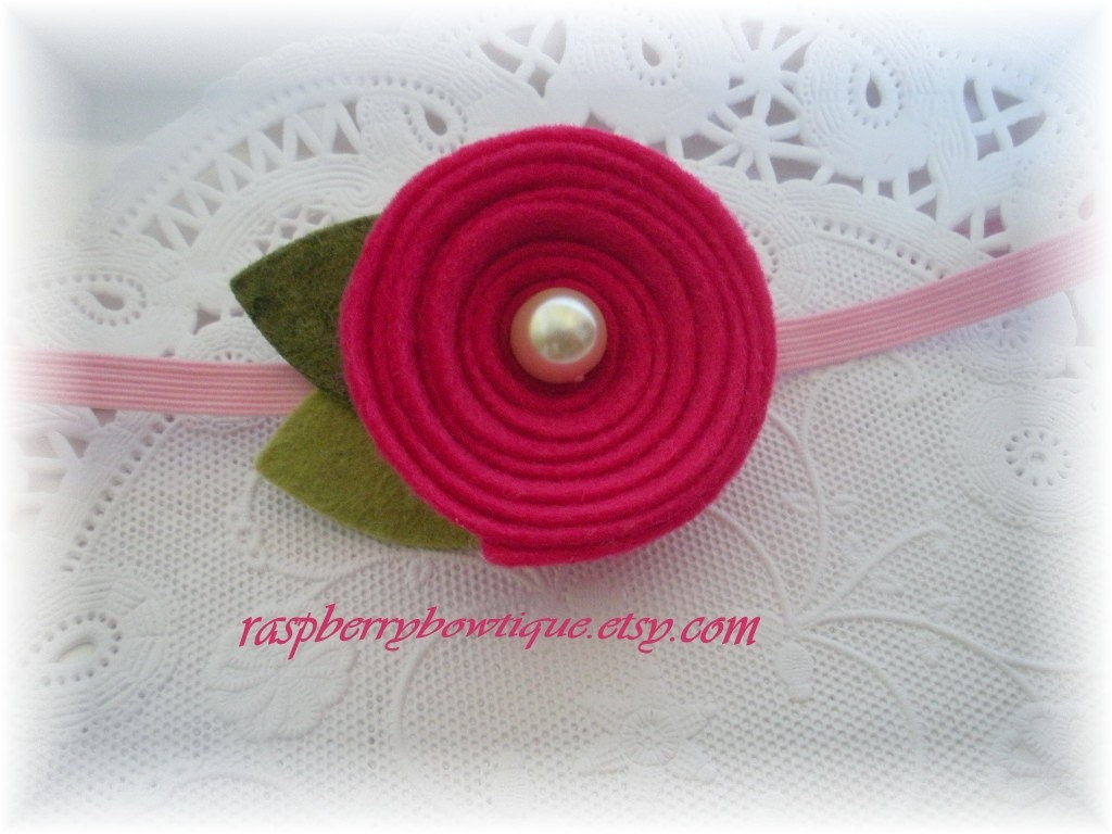 Felt Flower Headband Baby Headband Liz-Fuchsia-U Pick Headband, or Clip, or Brooch