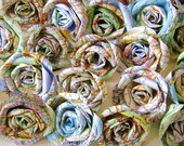 vintage atlas map paper flowers set, bulk lot of 25, wedding decorations, DIY craft supplies, cottage farmhouse decor