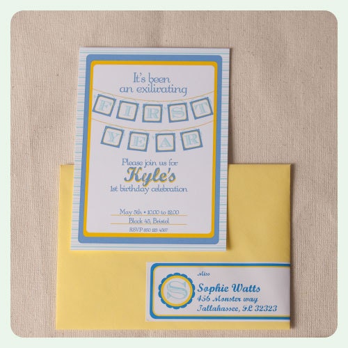 Stripe birthday party invitation