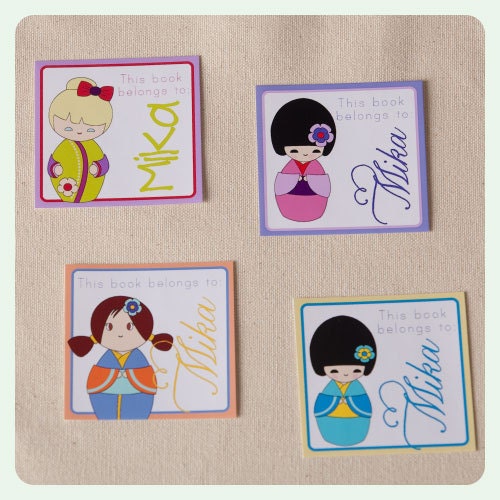 Kokeshi doll Japan inspired BOOK PLATES Il_570xn