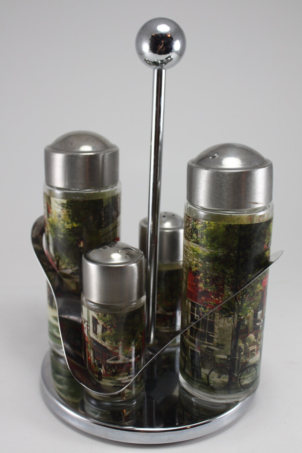 Condiment Caddy Parisian Sidewalk Scene - 5 Piece Set